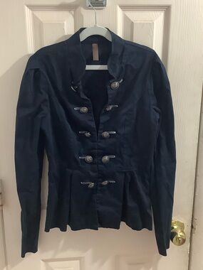 Lovely Day Navy Napoleon Military-Inspired Button Jacket